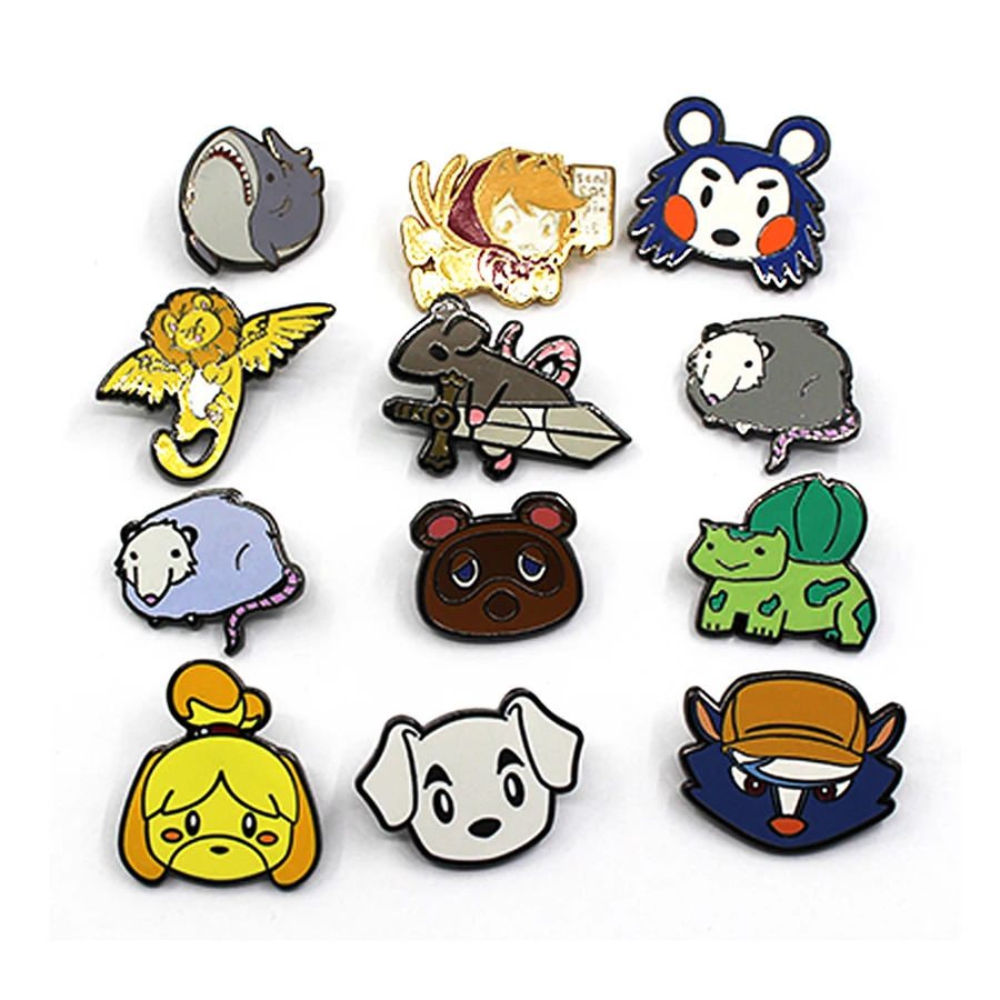 Custom design logo pikachu badge printing round tin button enamel pin set badges embroidered badge custom