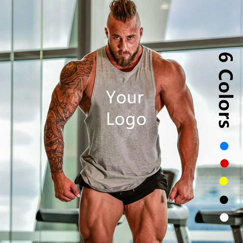 2021 Custom Printing Manufacturer Gym Fitness Bodybuilding Men Muscle Workout Tank Top Sports Top