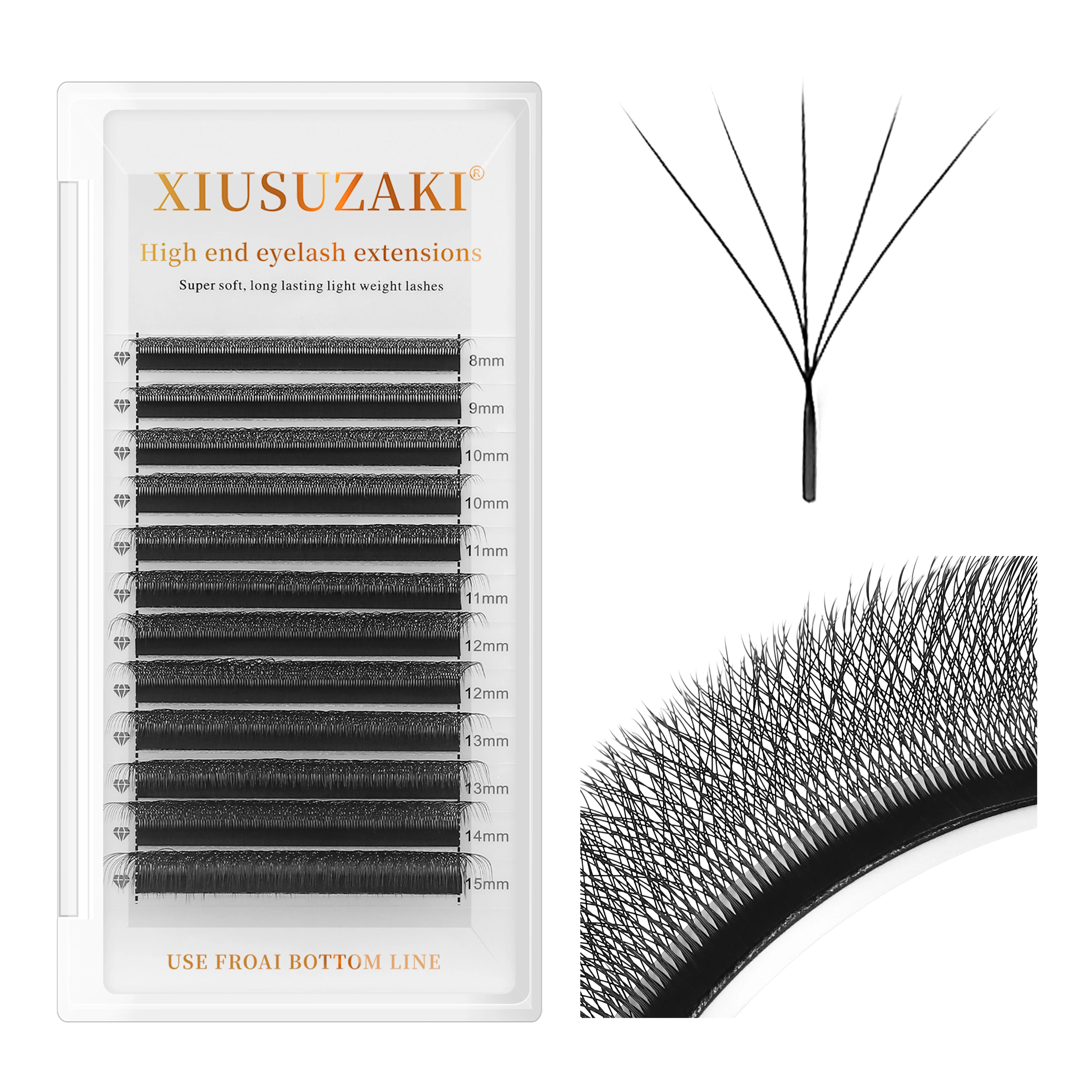 XIUSUZAKI Premade Fan Natural Individual Yy Lashes Trays 2D 3D 4D 5D 6D 7D 8D Y W Lashes Eyelashes Extensions