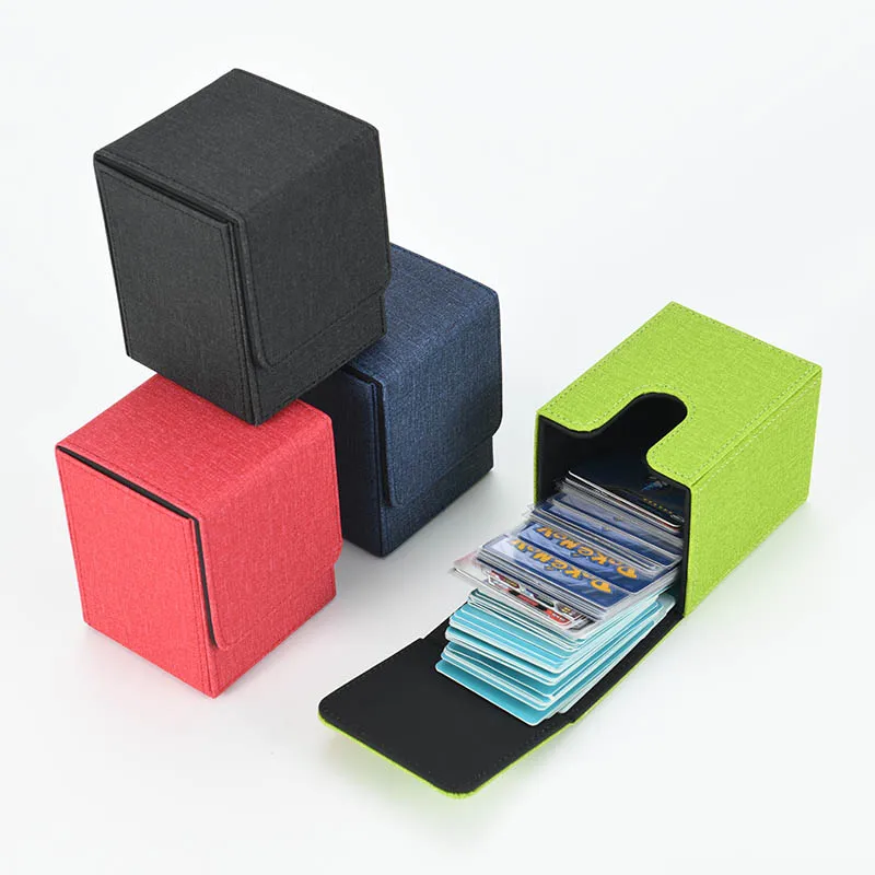 PU Custom Trading Cardboard MTG Deck Box Flip Card Collecting Storage for Trading Passports Made with PU and Microfiber
