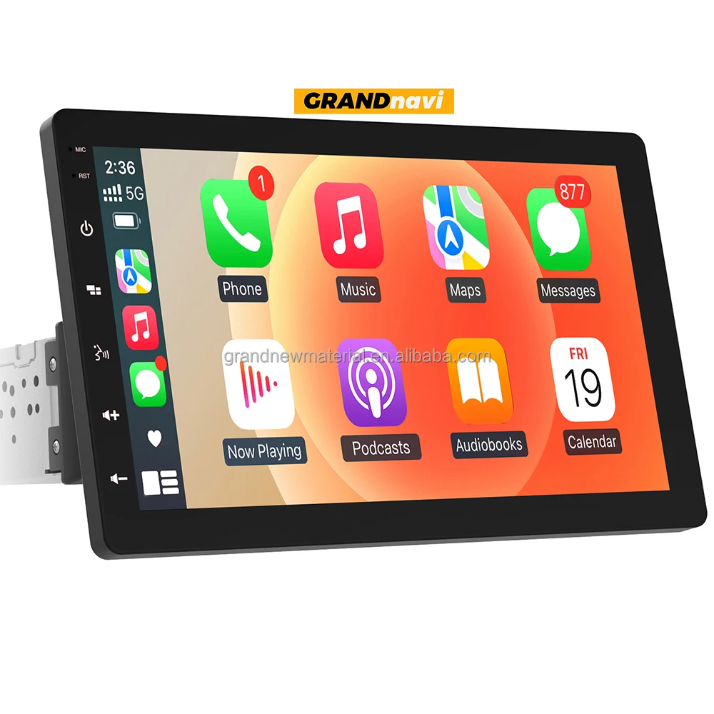 Grandnavi 10 5 дюймов 1DIN с поворотом на 360 градусов Android 13 автомобильный радиоприемник FM сенсорным экраном GPS-навигация головное устройство CPAA