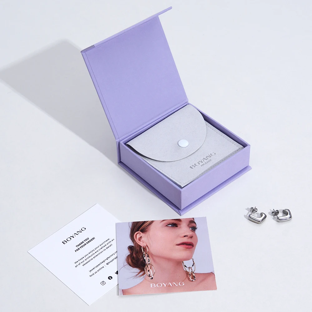 Boyang Custom Made Book Style Magnetic Closure Jewelry Set Box Packaging