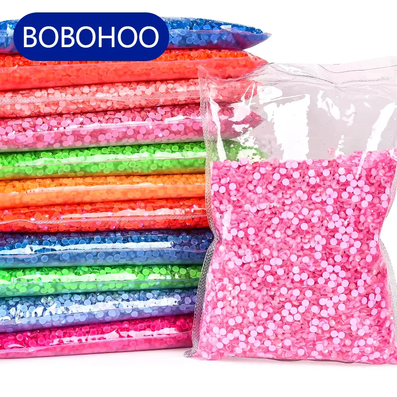 BOBOHOO Neon 100 Gross Flatback Rhinestones Non Hotfix Glass Crystal Nail Stones for Jewelry Shoes Clothes Nail Art Sweatpants