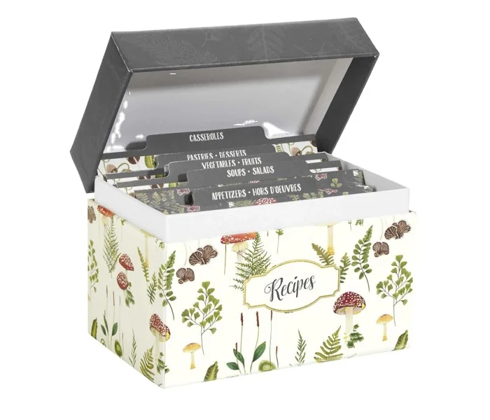 Wholesale double sides printing recipe card , kitchen divider recipe card box custom box magnetic gift box