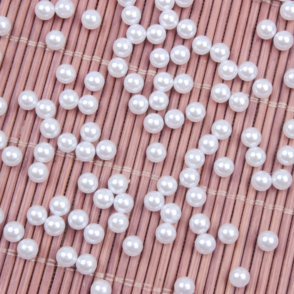 Hot Sale White Ivory 1mm-12mm High Bright ABS No Hole Round Faux Pearls Loose Charms Bead For DIY Vases Filler Jewelry Making