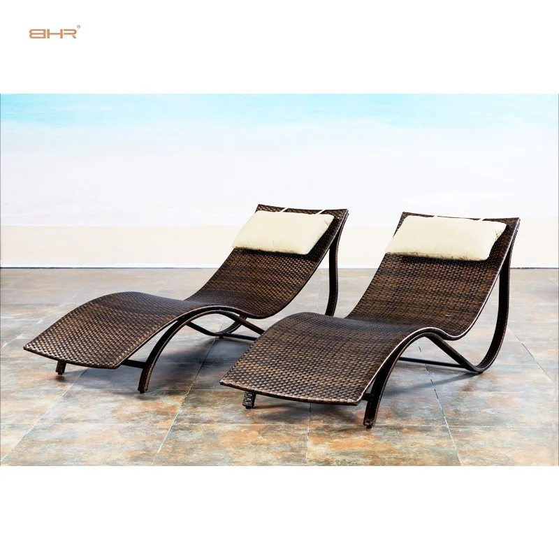Bhr-outdoor Lounge Sofa Outdoor Bali Furniture Pool Side Rattan Bed Garden Loungerattan Furniture Pool Chair Camping Portable