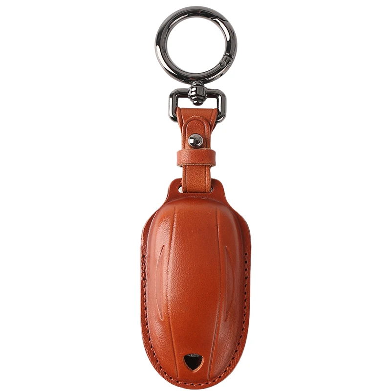 Genuine Leather Car Remote Key Bag Case Cover Shell For tesla Accessories