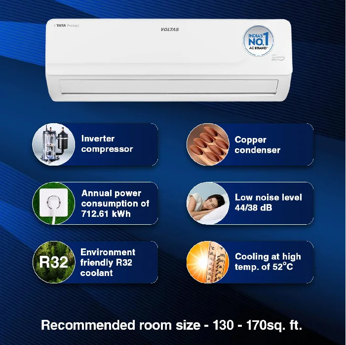 Voltas 3-звездочные Инверторные сплит-кондиционеры медь 4 в 1 регулируемый режим Противопылевой фильтр 2024 модель 243 В Vectra CAJ белый
