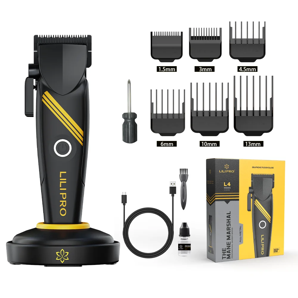 LILIPRO 8000RPM Metal Professional Hair Clippers for Men DLCBlade Combination Fade Blade Cordless Rechargeable Mens Hair Clipper