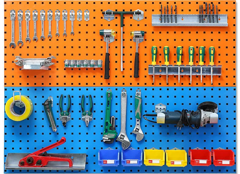 Wholesale wall mounted square hole metal pegboard  display racks shelf  Stagger perforated sheets pegboard