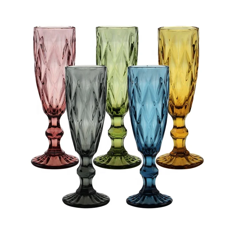 Бокал для шампанского с цветным стержнем бокал тиснением