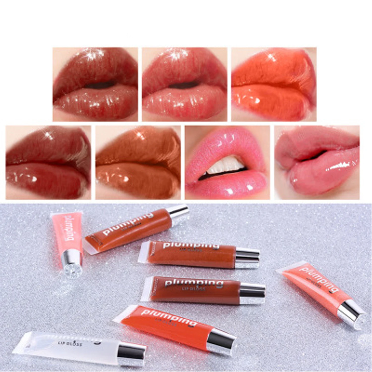 L08 High Quality Lipgloss Wholesale Package Squeeze Tubes Boxes Packaging 15ml 10ml Custom Plumping Lip Gloss Private Label