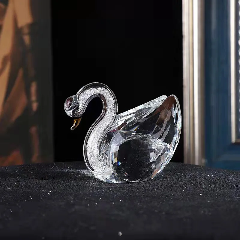 New Arrive Beautiful Crystals Crafts For Home Decoration Colorful Crystal Swan Gift