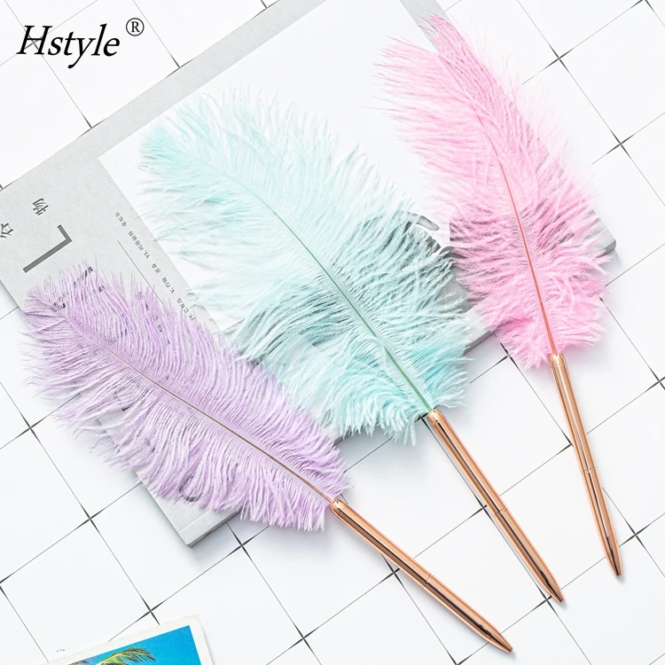 Feather Ballpoint Pens Black Ink Vintage Feather Quill Wedding Signing Pen for Wedding Bridal or Student Signature Pens HS1333