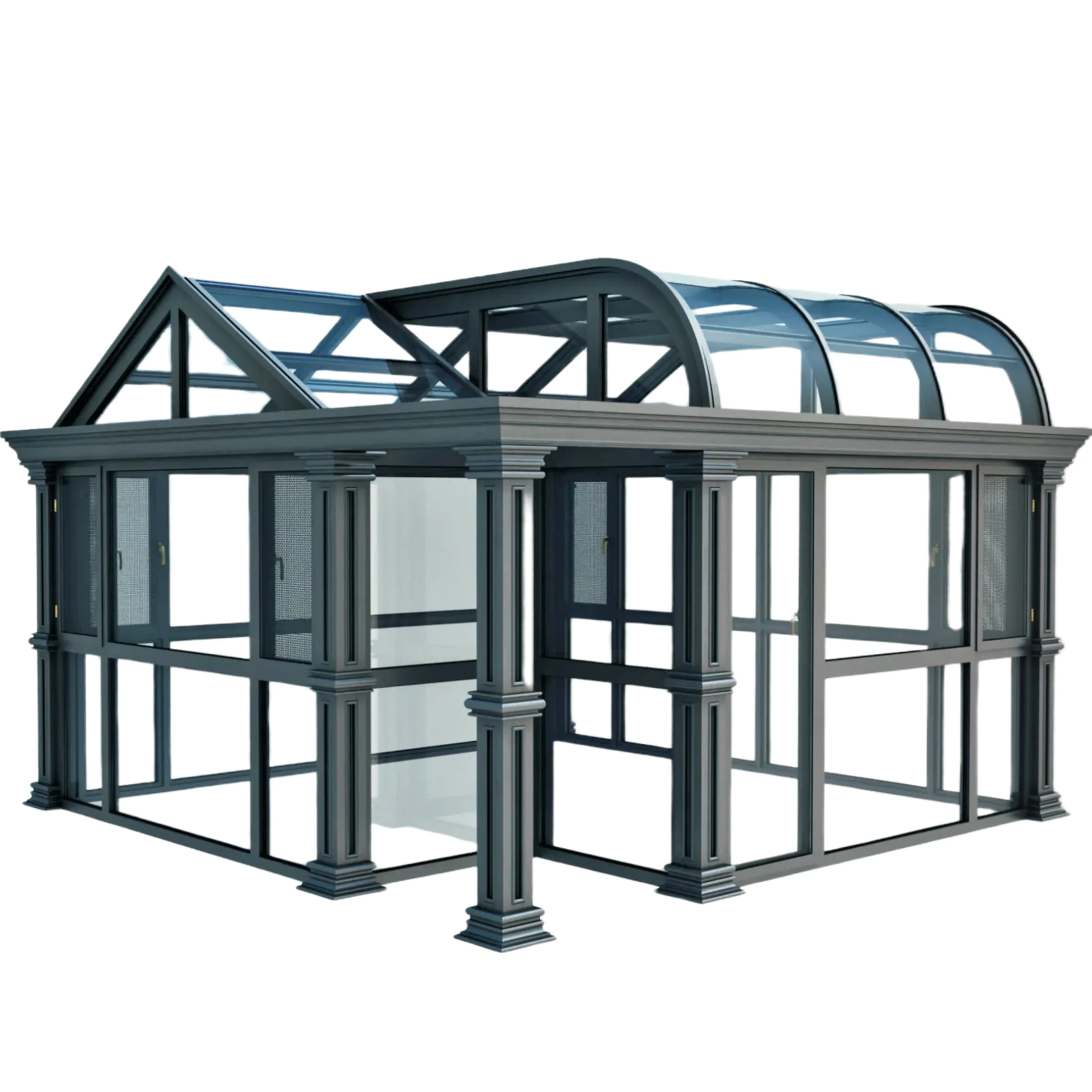 Steel Structure Sunroom Aluminum Frame Waterproof Tempered Glass Roof Aluminum Sunroom