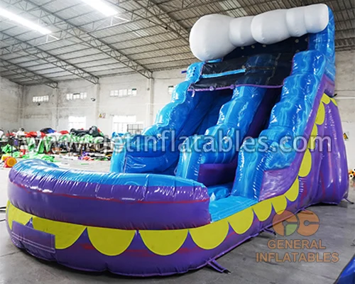 Big bule  wave water slide Children Cheap Tropics Palm Tree Adult Kids Commercial  Inflatable Water Slides Pool For sale