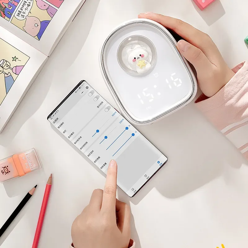 Cartoon Rabbit Smart Sleep Wake Up Mini Alarm Clock Atmosphere Night Lamp Table Clock