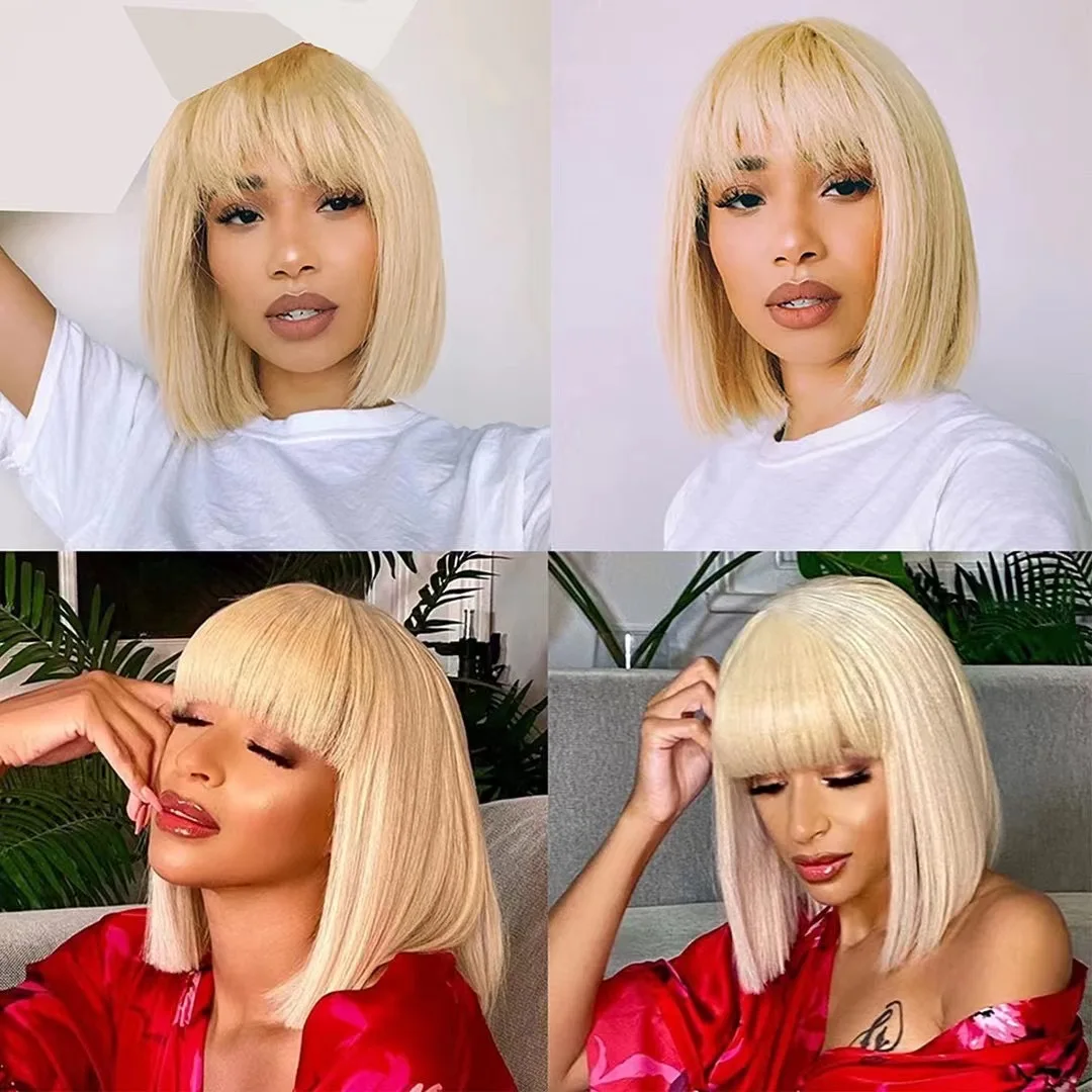 Cheap Peruvian 613 Blonde Colored Bob Wig,Raw Virgin Transparent Hd Full Lace Human Hair Wig,100% Bob Wig Human Hair Lace Front