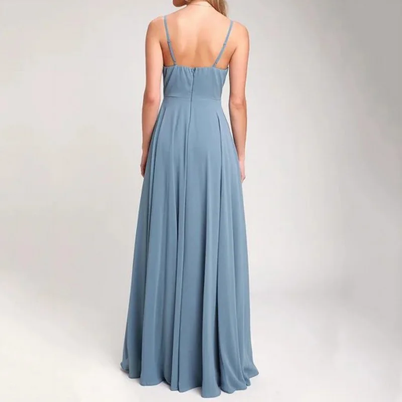 Design New Style Sling Ladies Summer Dress Silky Fabric Mopping Long Dress Elegant Ladies Party Wearable Clothing