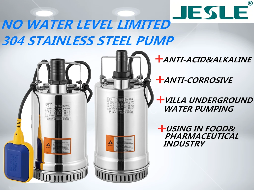 304 stainless steel pump body motor case mini portable anti acid or alkaline chemical industrial 0.2hp 1inch  submersible pump