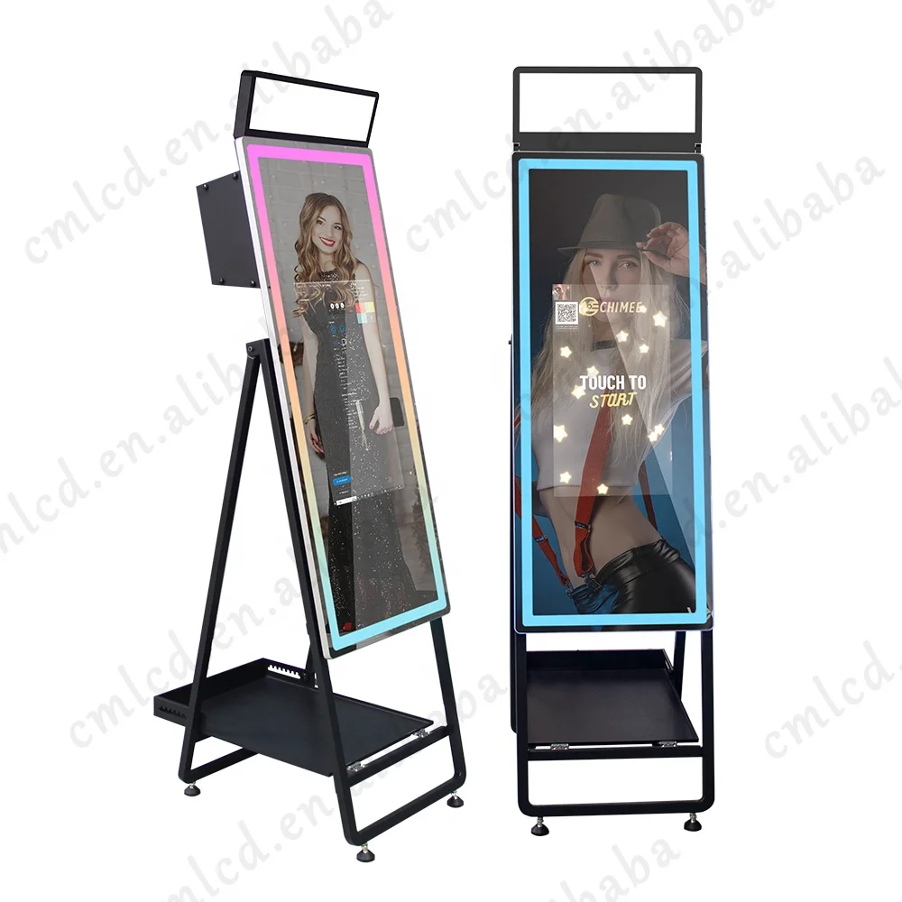 magic mirror photobooth 44' selfie magic photo mirror booth with camera and printer metal shell only video booth flight case