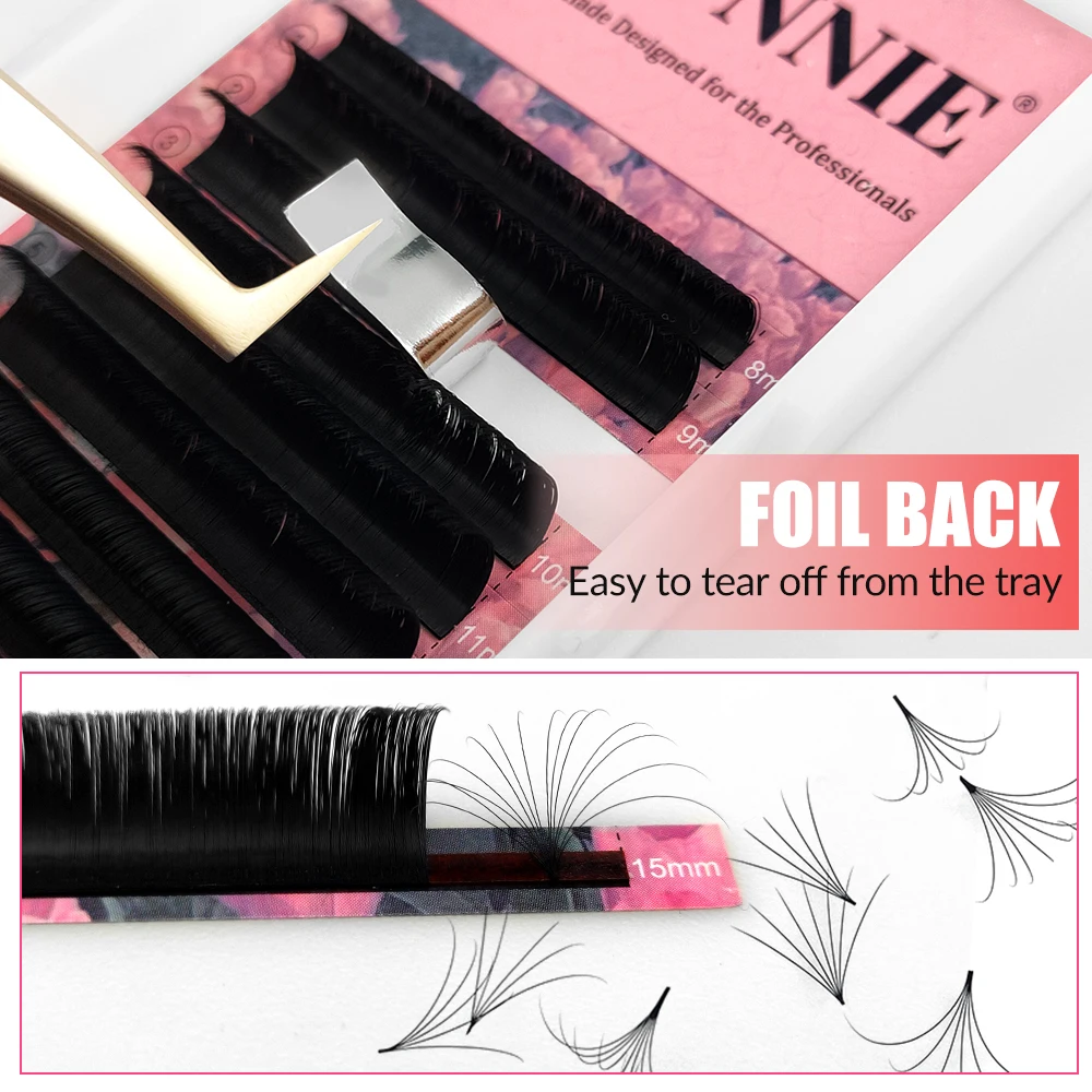 Abonnie Deep Black Private Label 0.03mm Mega Blvolume Lashes Russian Easy Blooming Lashes Easy Fan Fast Fan Lashes