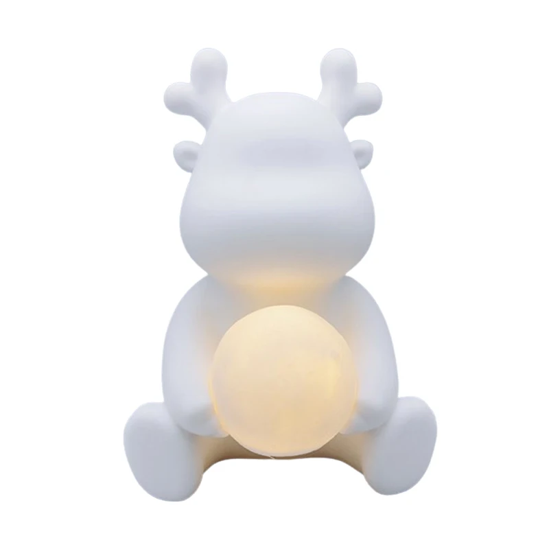 White Resin Crafts Moon Light Painting Fluid Dragon Bear Rabbit Elephant & Piggy Bank Gifts for Personal & Home Decor