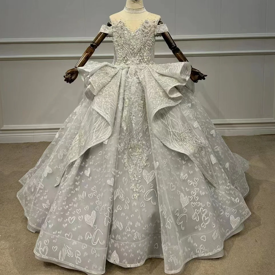 Новейшие вечерние платья queensdress для маленьких девочек, платья на день рождения, платья с цветами для девочек на свадьбу