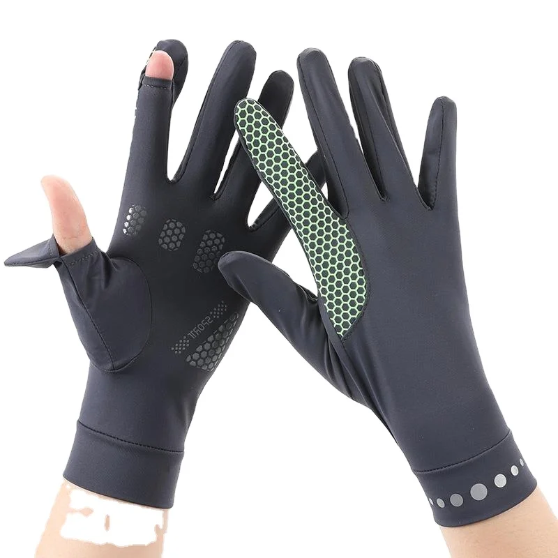 Hot Sale Sunscreen Fast Dry Breathable Driving summer Cycling Gloves Of  Two Fingers Ice Silk Winter Gloves