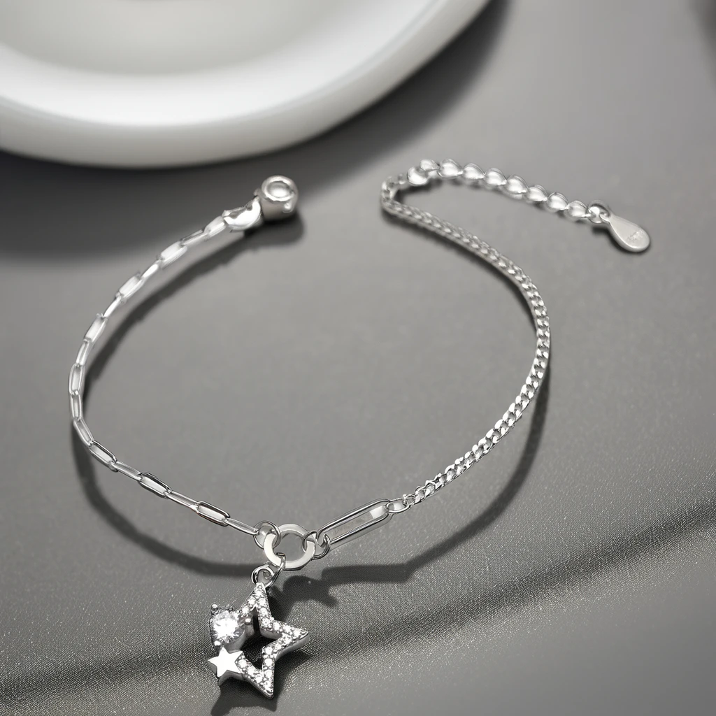 Factory Price Adjustable 925 Sterling Silver Paper Clip Bracelet Rhodium Gold Diamond Pearl Anniversary Rose Gold White Gold