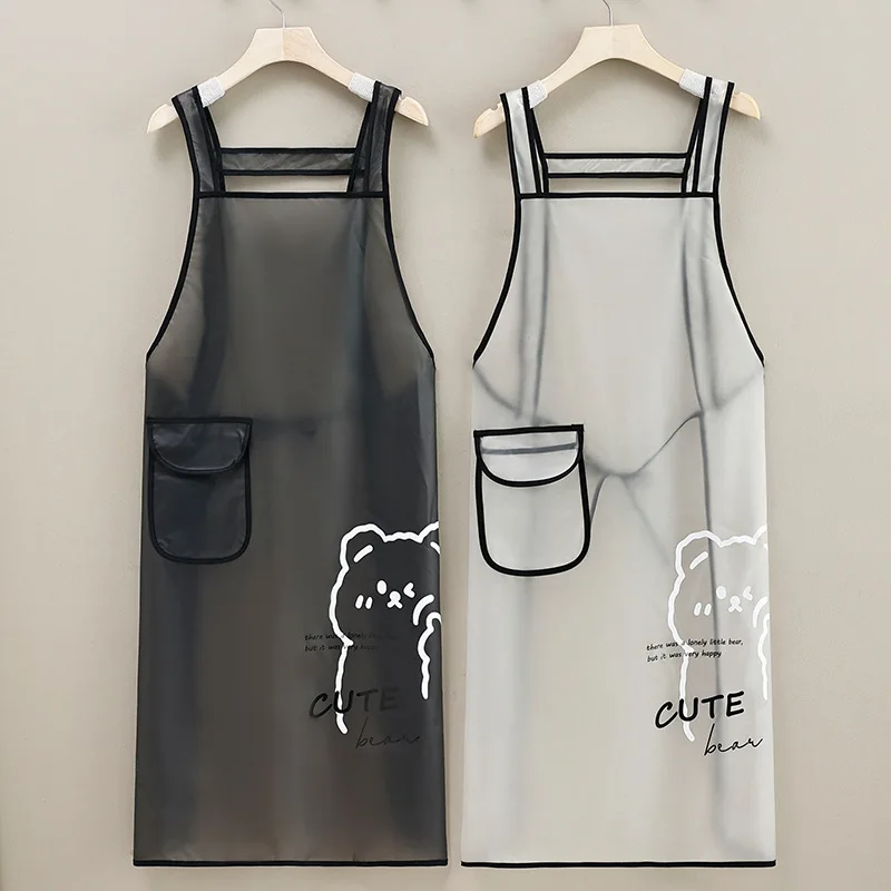 New Waterproof Oil Resistant Transparent Hand Wiping Cleaning Aprons TPU Kitchen Apron with Custom Logo