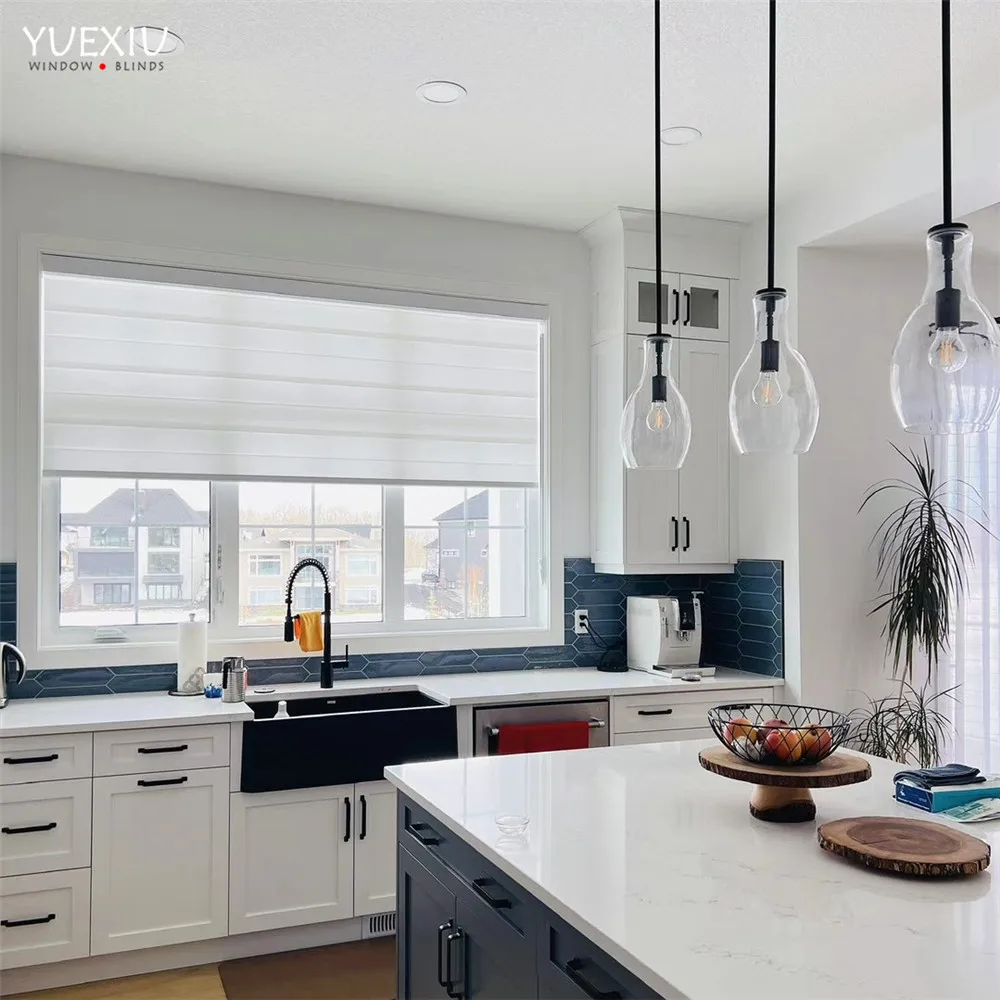 Wholesale Cordless Day And Night Blackout Windoow Shades Roller Zebra Blinds Kitchen Curtains For Sale