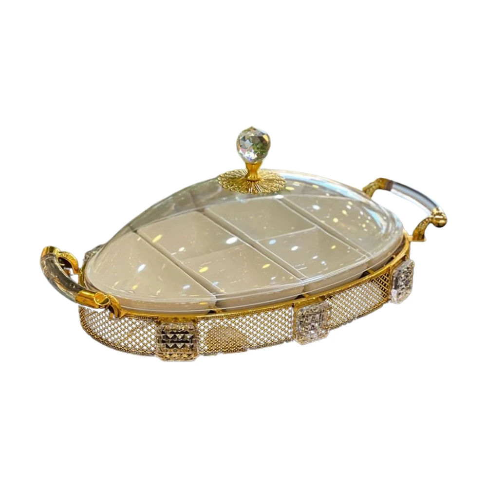 Arabic Decoration Snack Serving Plates Luxury Metal Iron Gold Sugar Dry Fruit Snack Candy Serving Tray