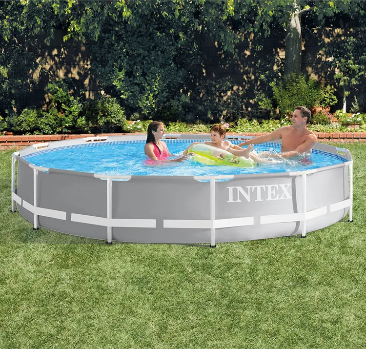 Intex 26712 (144in X 30in) Large Inflatable Metal Frame Pool Outdoor Above Ground Pool PVC