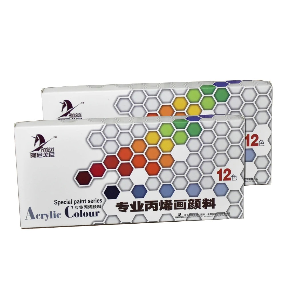 Art Supplies 12ml 12 Colors Acrylic paint for Canvas, Rock, Wood, Waterproof, Rich Pigments for Adults, Students, Kids