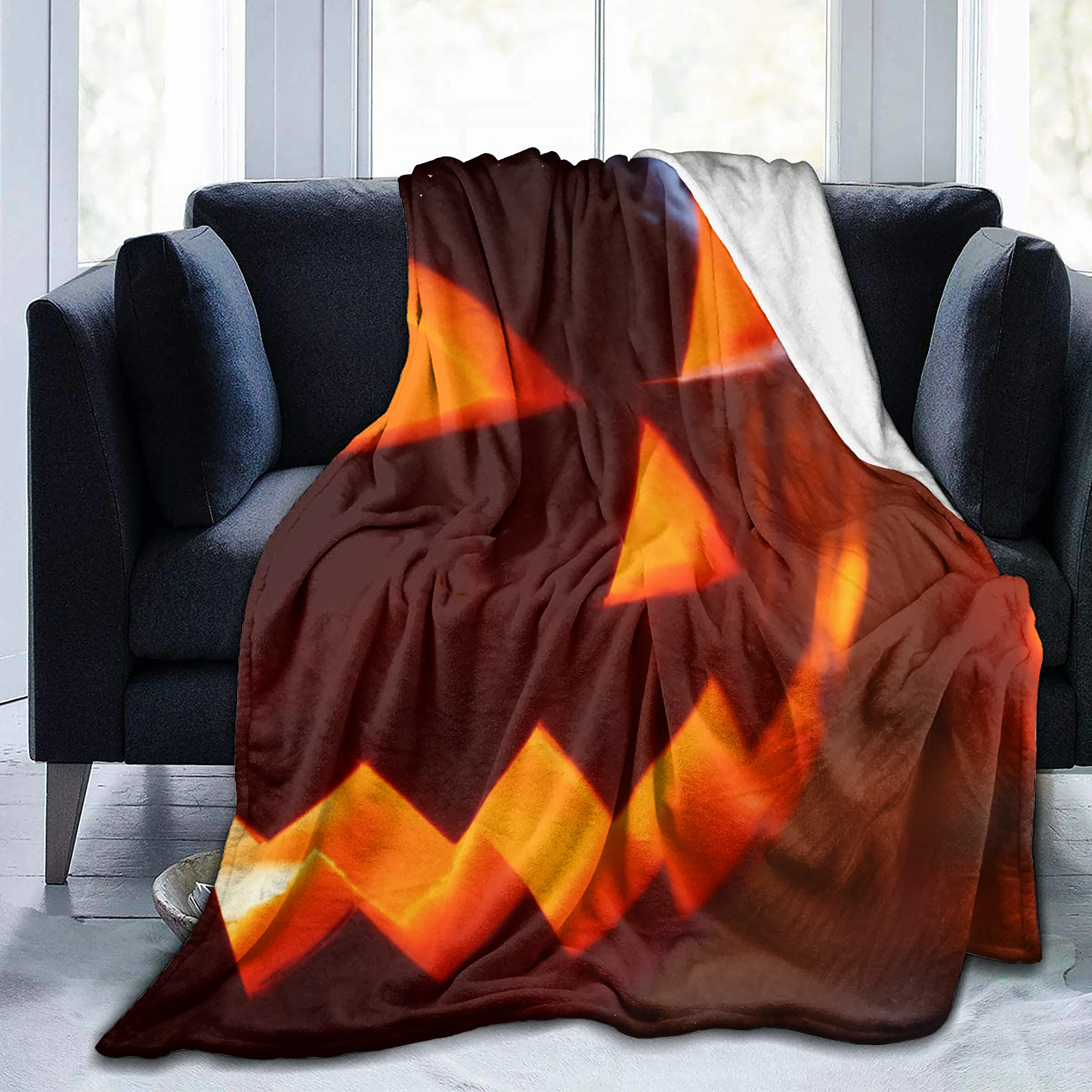 High Quality Custom Pattern Pumpkin Lamp Fleece Throw Super Sublimation Halloween Style Soft Flannel Blankets For Winter