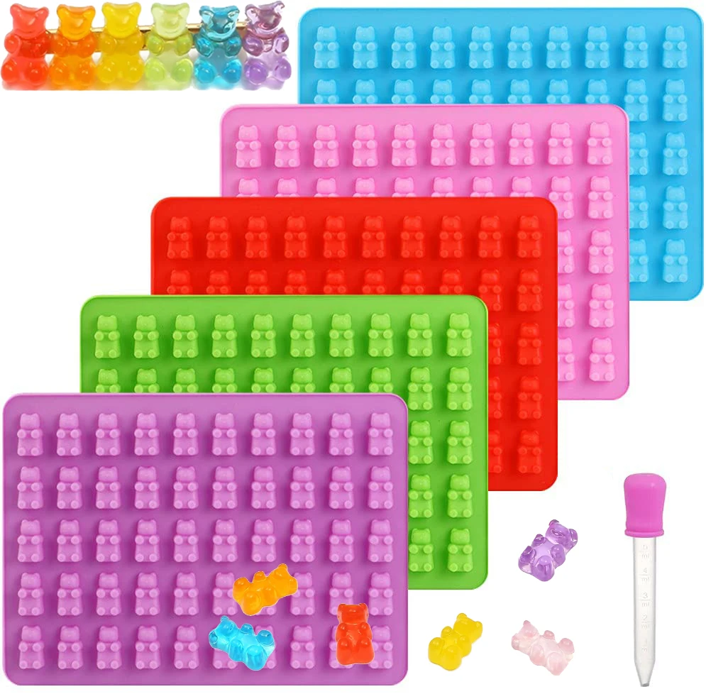 Ice Tray 50 Cavity Silicone Gummy Bear Candy Chocolate Mold With a Dropper Making Bear Candy For Kids Candy Mould Handmade