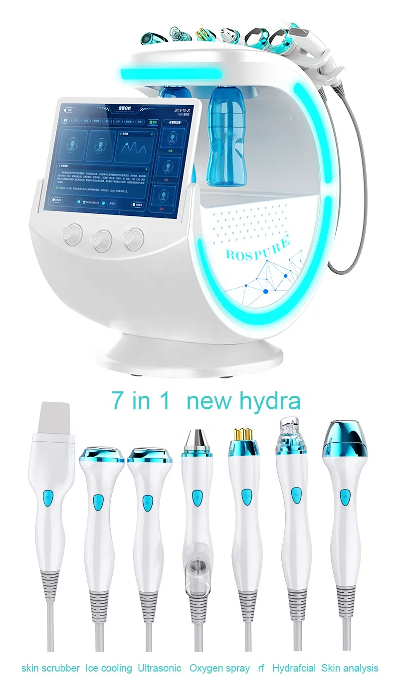 7 in 1 Smart Ice Blue Oxygen Facial RF Aqua Skin Dermabrasion Hydrofacials oxygen hydra Machine