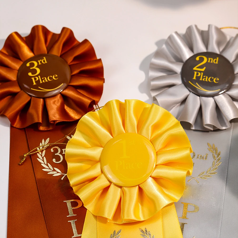 High Quality Customized Satin Rosettes Ribbons Awards For sport Games