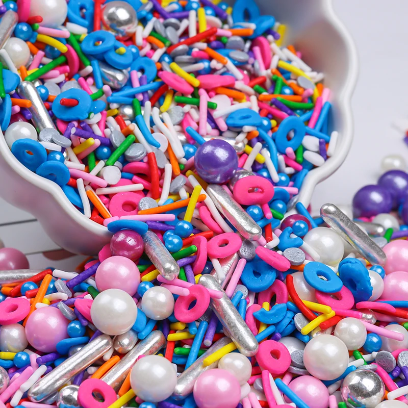 3KG Bag Package Blue Donuts Confetti For Party Cake Black Style Decoration Silver Rods Confetti Sprinkles