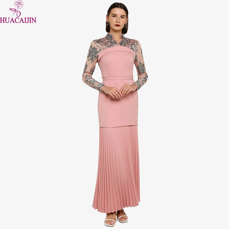 Women Malaysia Garment Manufacture Design Muslim Clothing Embellishment With Lace Baju Kurung