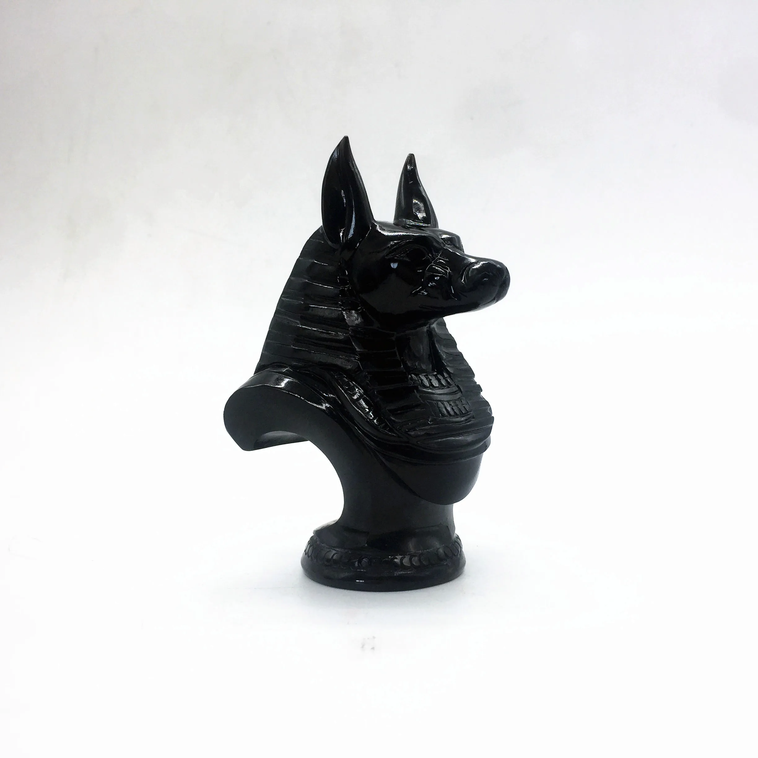 New Product Egyptian God Anubis Busto Statues Hand Carved Black Obsidian Folk Crafts Art Sculpture Crystal Crafts For Collection