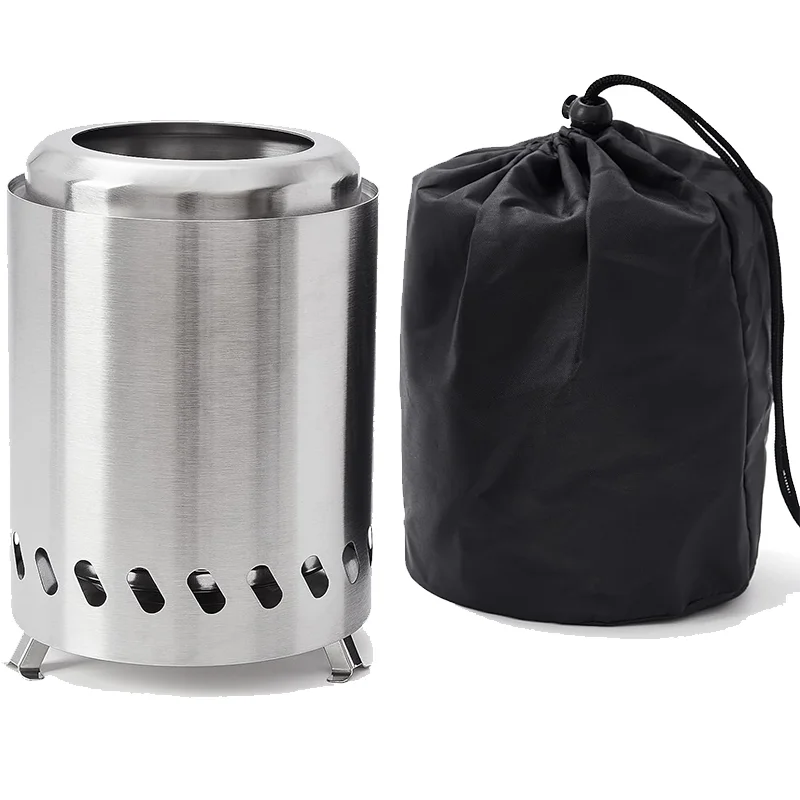 5' Painted Stainless Steel 304 Tabletop Fire Pit Outdoor Camping  Portable Wood Burning Heater Garden Patio BBQ  Barrel Stove