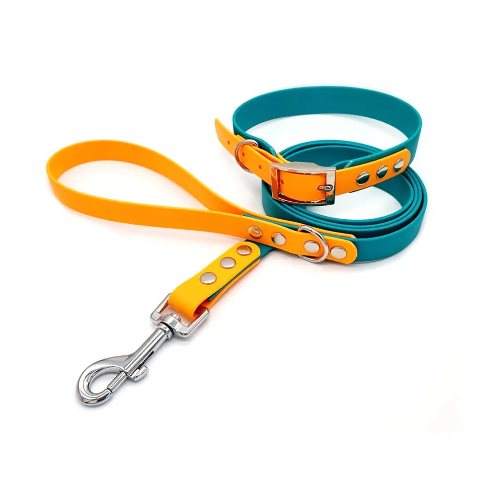 2023 High Quality Design PVC Neck Divtop Pet Collar&Leash Waterproof Coated Webbing Pet dog Leash And Collar