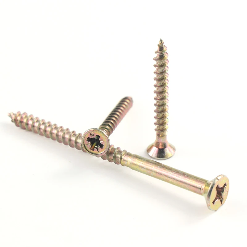 M4 Furniture Chipboard Screw Pozi Drive Countersunk Flat Head Yellow Zinc Plated Chipboard Screw for wood
