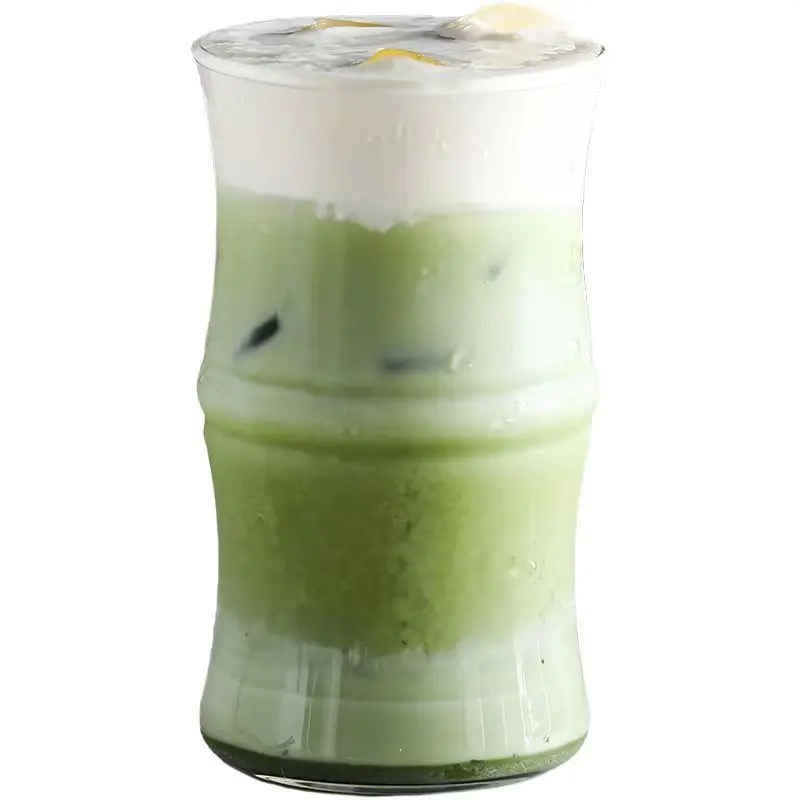 High borosilicate glass cup, bamboo joint coffee glass water cup, heat-resistant milk cup, beverage juice cup,Glass coffee cups