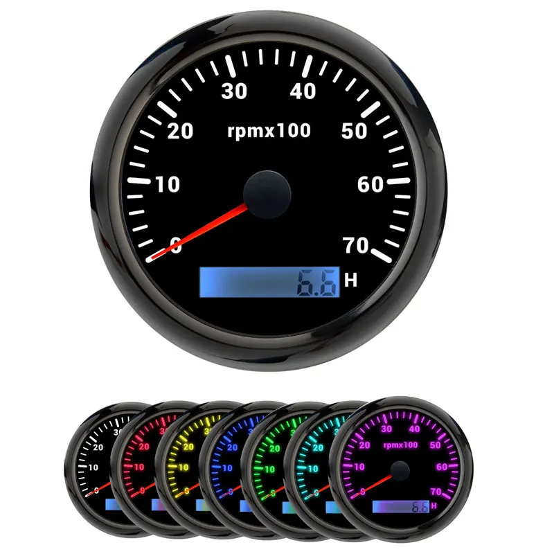 Marine Analog VDO Auto meter Tachometer Gauge 8000 RPM With Hour meter Boat RPM With Backlight