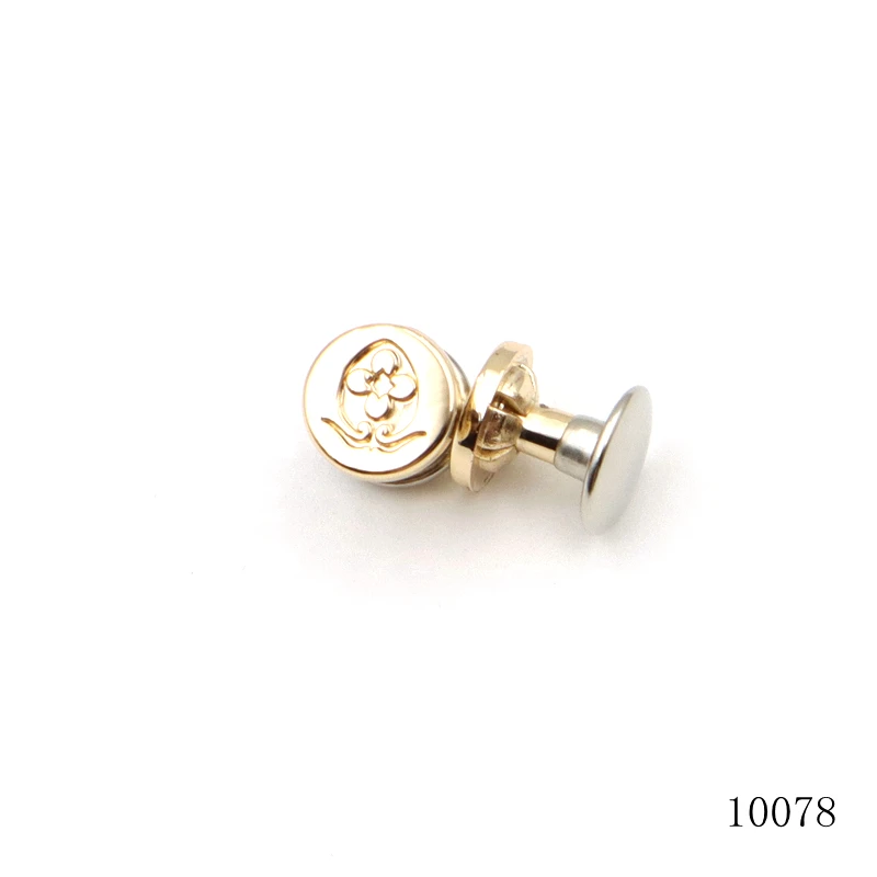 Handbag Metal Logo Engraved Cap Rivet Gold Plating Logo Rivet for Handbag Hardware Accessories