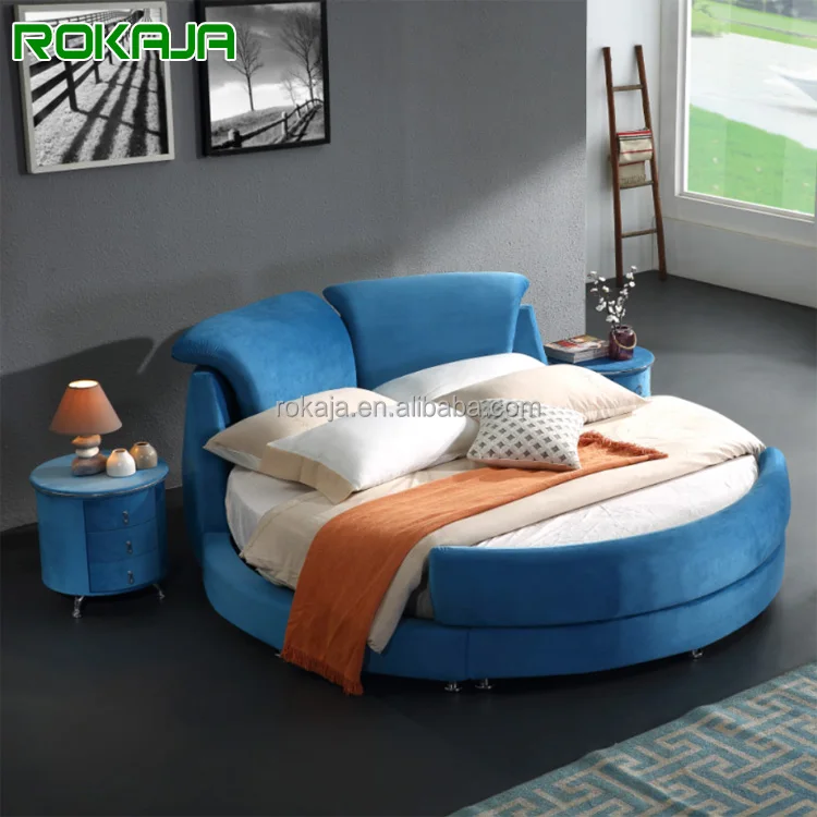 Simple Cheap Hotel Round Bed Interior Modern Bedroom Set Fabric Beds Home Furniture Sets