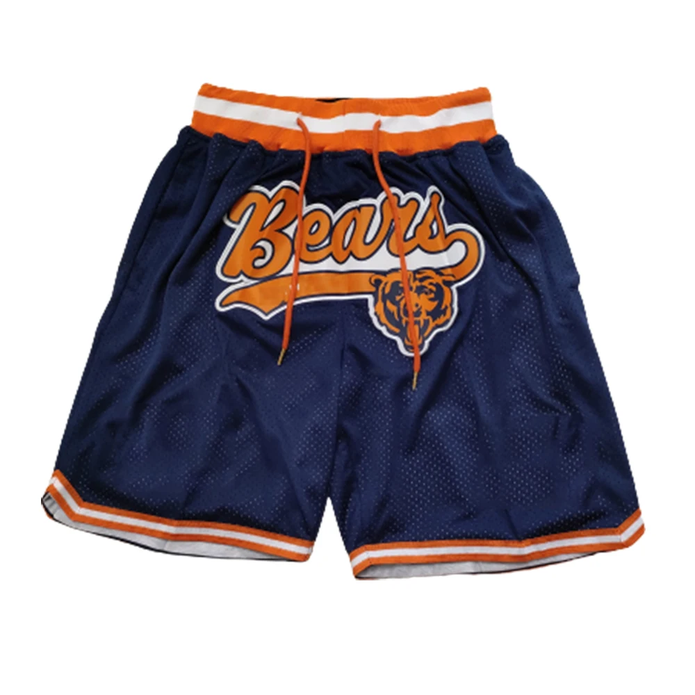 Chicago Bear Shorts American Football Sports Workout Zipper Pocket Just Pants Don Streetwear Embroidery Cheaper